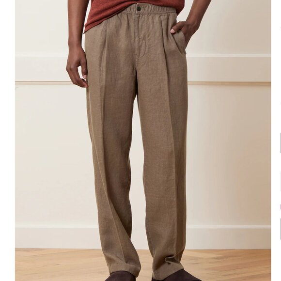 Todd Snyder Relaxed Linen Leisure Pant in Pale Oak - Picture 1 of 4